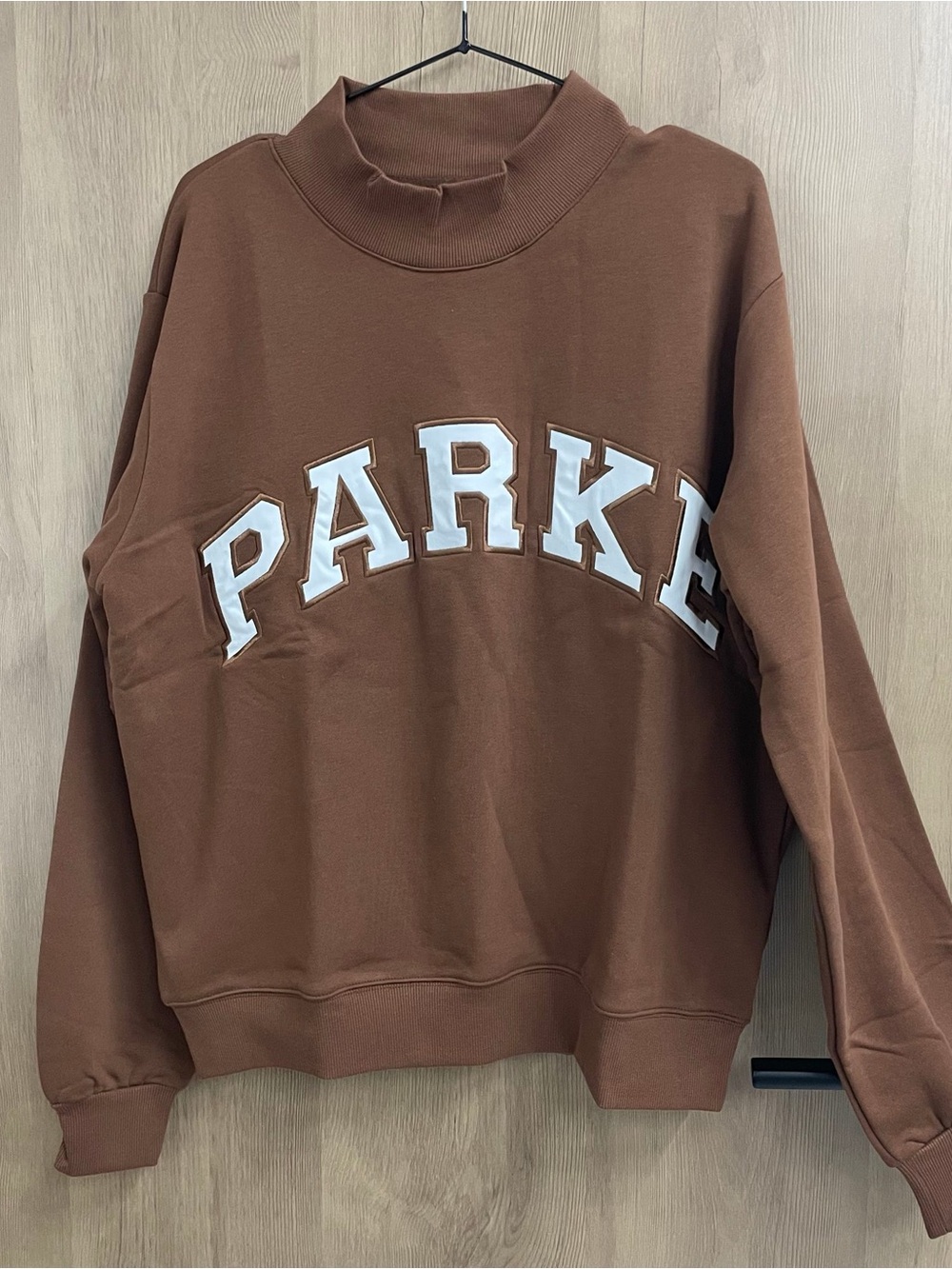 Parke Lettered Brown Mock-Neck Sweatshirt